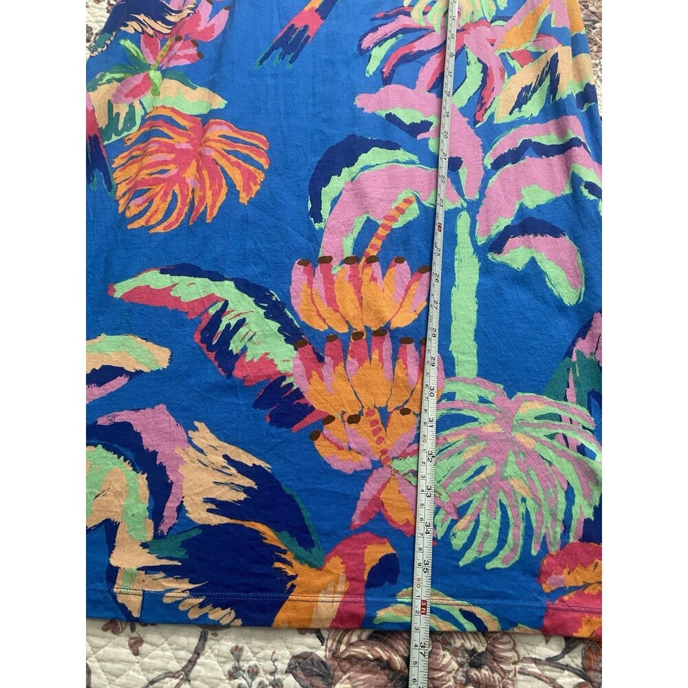 Farm Rio Made of Brasil Orange Parrot Graphic Padded Shoulder T-Shirt Dress S - Picture 7 of 15